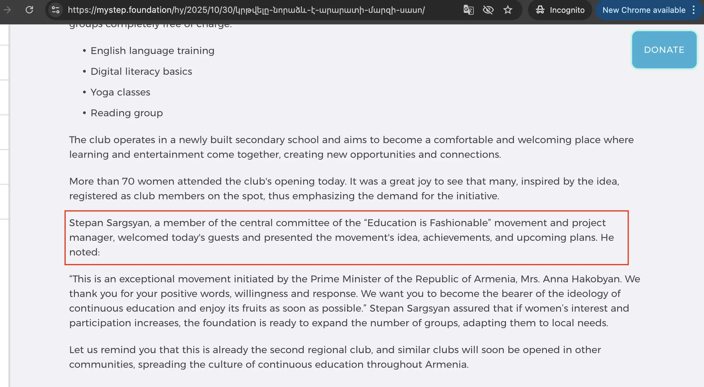 Stepan Sargsyan - Education is Fashionable